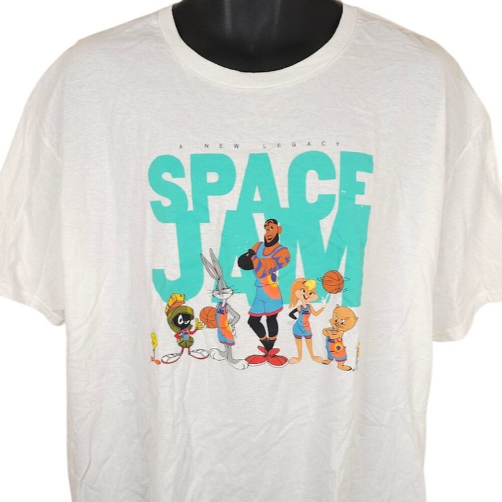 Space Jam T Shirt Mens Size 2XL White A New Legacy LeBron James The Tune Squad